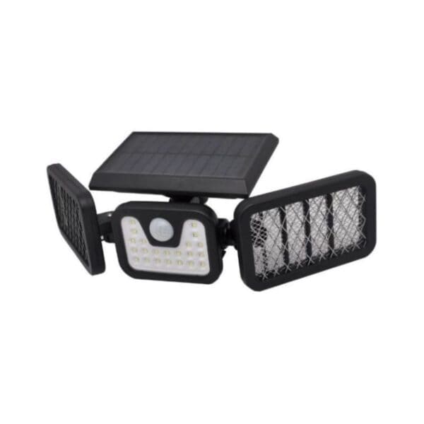 ไฟรักษาความปลอดภัย LED พลังงานแสงอาทิตย์พร้อมเซ็นเซอร์ตรวจจับความเคลื่อนไหว แผง 3 แผง ออกแบบให้ติดตั้งบนผนัง