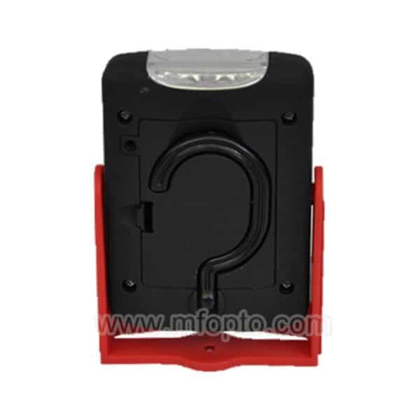 Black and red LED work light with rear hook.