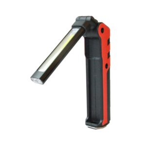 Black & red LED work light with adjustable arm.