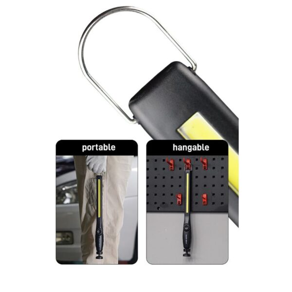 Inspection flashlight for automotive and household use, portable and hangable LED work light for car repairs, home projects, and emergency lighting.