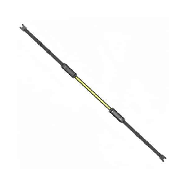 Black and yellow adjustable workout bar.