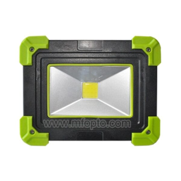 Portable LED work light with black/green casing.