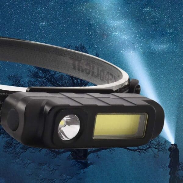 Lightweight COB Headlight for Running, Camping & Hiking - Spot/Flood Beam