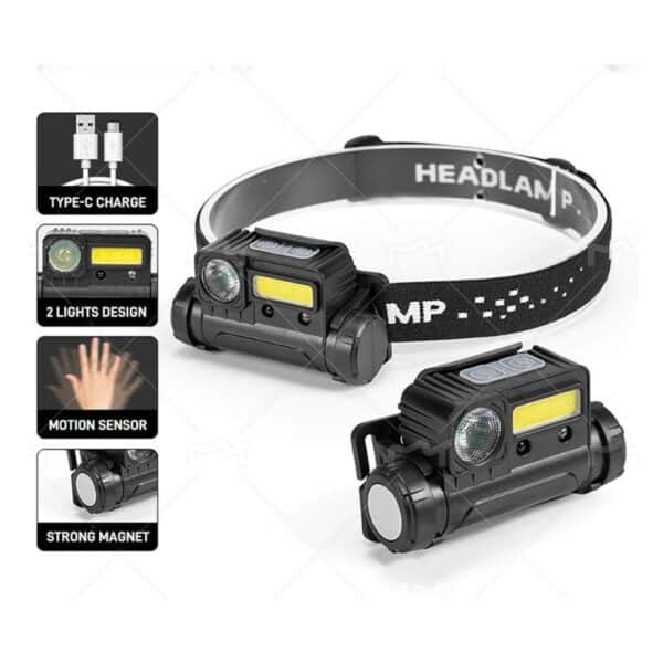 Versatile Head Light Flashlight - Detachable Magnetic Lamp with Motion Sensor