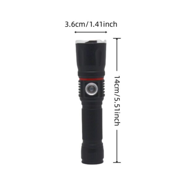 Rechargeable COB Mini Lantern shown upright with labeled size: 14 cm tall, 3.6 cm wide (5.51 x 1.41 inches).