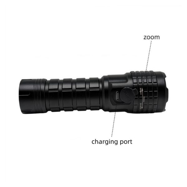 Compact Flashlight with Laser Pointer - 550Lm Rechargeable LED, Adjustable Focus