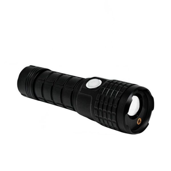 Compact Flashlight with Laser Pointer - 550Lm Rechargeable LED, Adjustable Focus