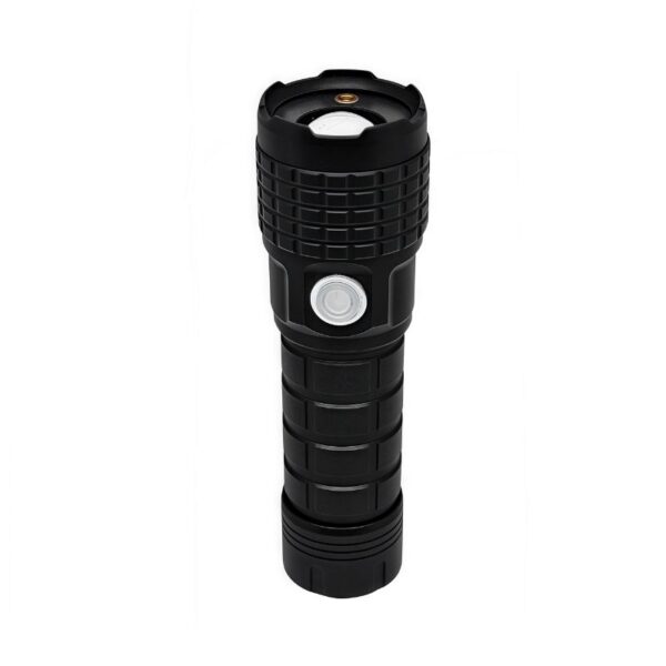 Compact Flashlight with Laser Pointer - 550Lm Rechargeable LED, Adjustable Focus