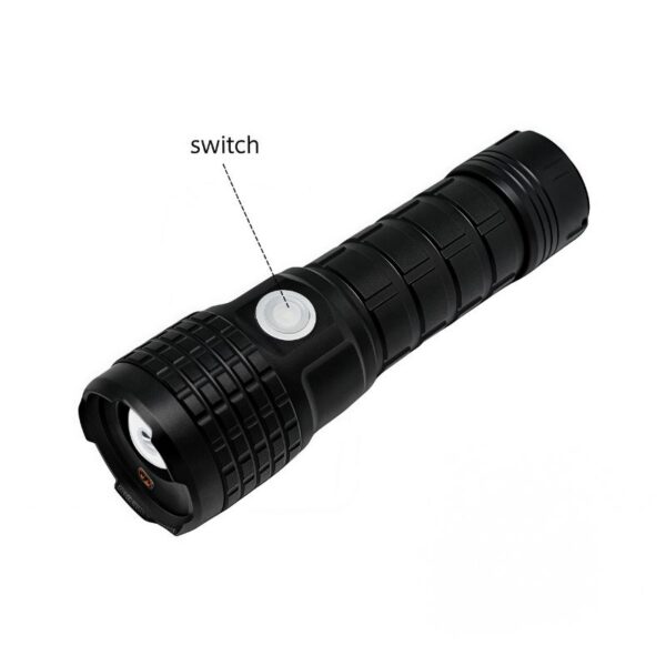 Compact Flashlight with Laser Pointer - 550Lm Rechargeable LED, Adjustable Focus