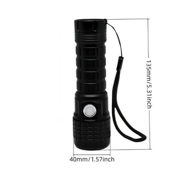Compact Flashlight with Laser Pointer - 550Lm Rechargeable LED, Adjustable Focus