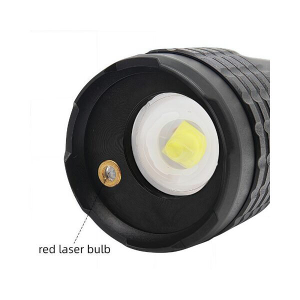 Compact Flashlight with Laser Pointer - 550Lm Rechargeable LED, Adjustable Focus