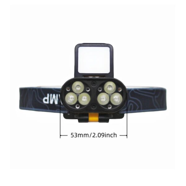 272Lm rechargeable headlamp with six LEDs, adjustable strap, rectangular top, 53mm wide. Bulk/wholesale available.