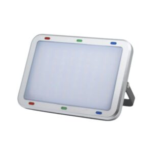 Portable 500LM work light with frosted cover, colored frame marks, and a sturdy metal stand. Warm/White/RGB modes.