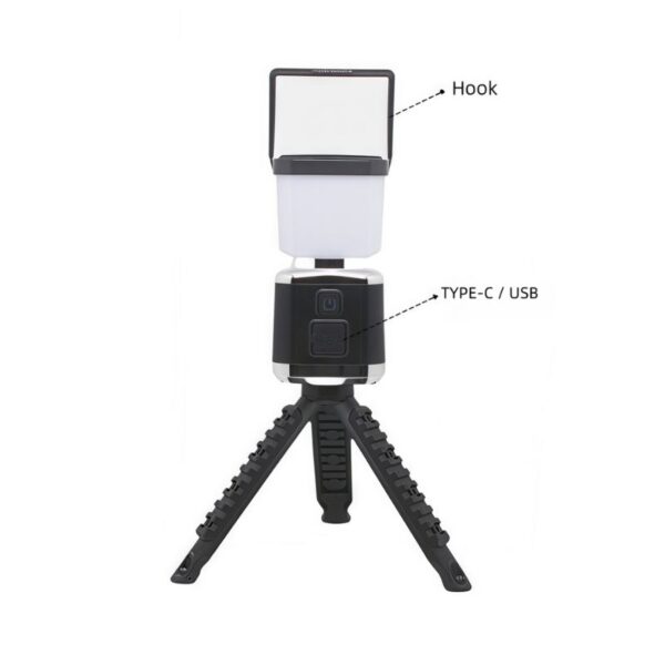 Camping Light Tripod LED Lantern - 4‑Mode Rechargeable 3000mAh 21700 Battery