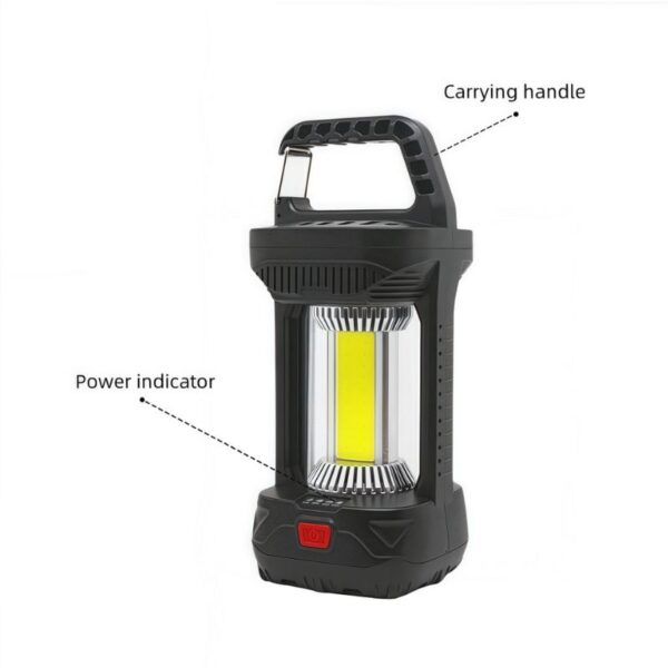 Bright LED work light with carrying handle, power indicator, durable design, portable, essential for outdoor and emergency lighting, versatile work flashlight for professionals and home use.