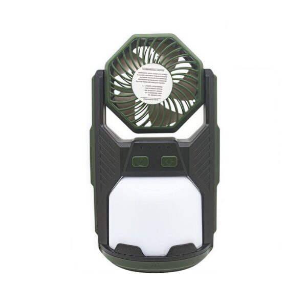 Portable handheld fan with LED light, adjustable settings, and ergonomic design for outdoor activities, camping, and travel. Battery-powered, compact, and lightweight for convenience.