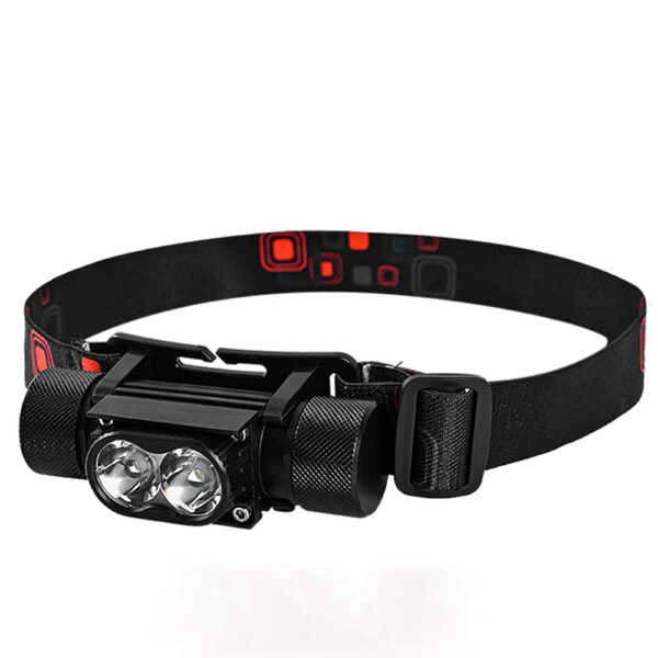 Bright LED headlamp with adjustable strap for outdoor activities, camping, hiking, running, and emergency use. Durable design offers reliable illumination in low-light conditions.