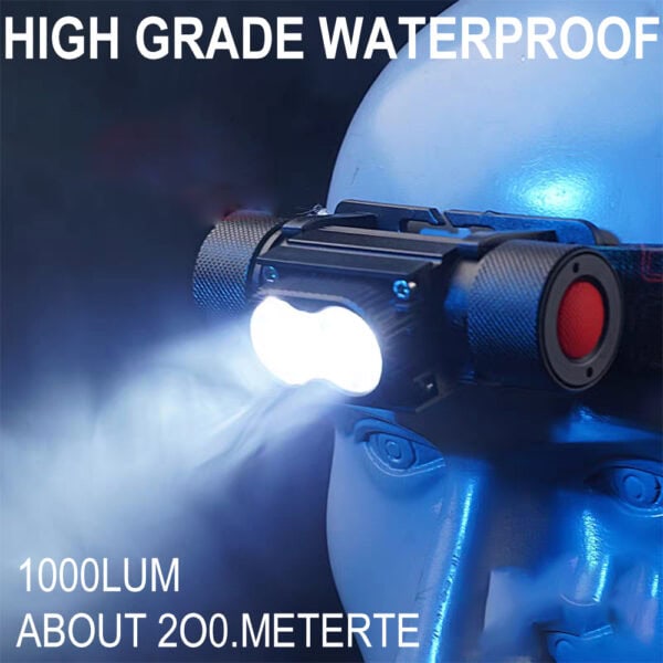 1000lum high power waterproof headlamp with adjustable beam and durable design for outdoor activities and professional use.