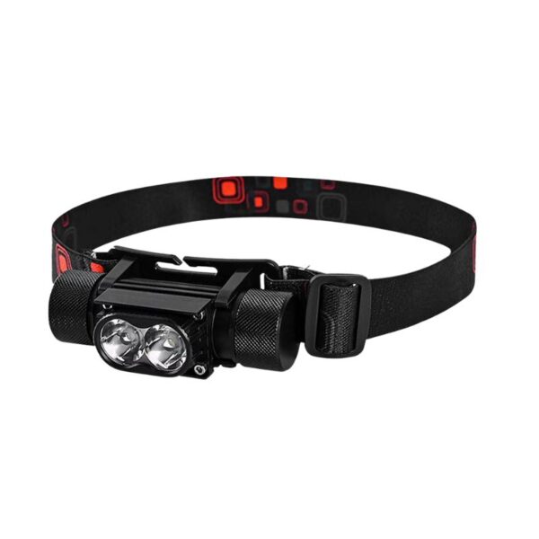 High-performance LED headlamp with adjustable strap for outdoor activities, camping, hiking, and running, featuring bright illumination, durable design, and hands-free lighting.