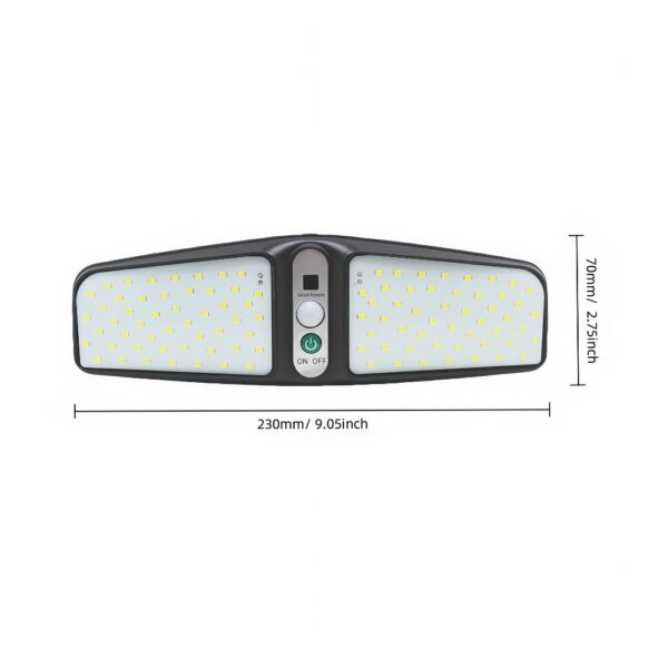 Bright LED rechargeable light with motion sensor, ideal for home security and outdoor use.