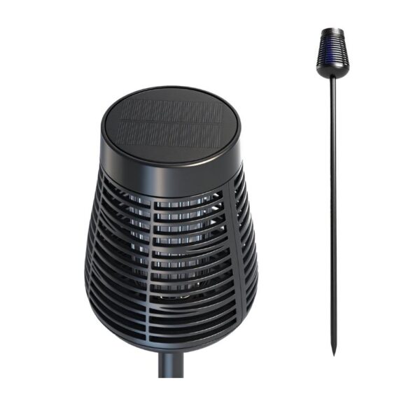 Solar-powered outdoor garden pest repeller with ultrasonic technology and waterproof design, ideal for animal deterrence and garden protection.