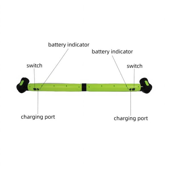 Rechargeable electric bicycle handlebar with battery indicators, switches, and charging ports for easy power management and optimal riding experience.
