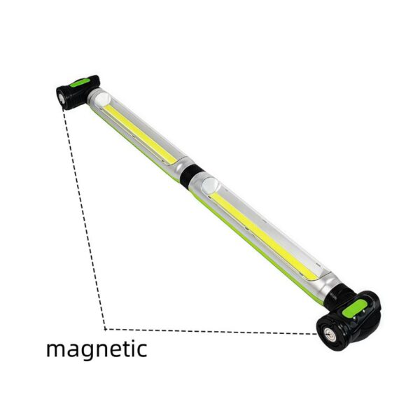 Magnetic LED work light, portable and adjustable for automotive, workshop, or emergency use.