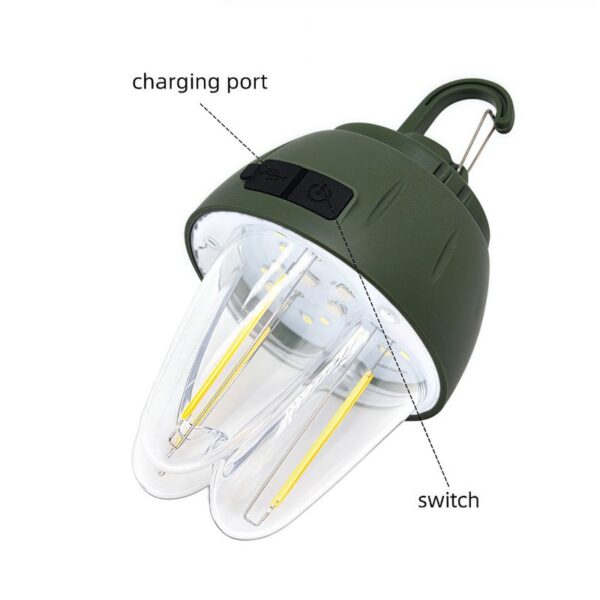 4‑in‑1 Portable Portable Rechargeable Camping Bulb Lantern - SMD + RGB + COB, 250 lm, IP44