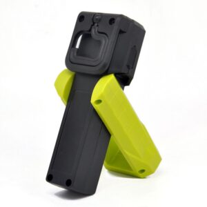 Black and yellow handheld electrical cable tester, ergonomic grip design for easy use and safety in electrical inspections. Compact test instrument for wiring and circuit troubleshooting.