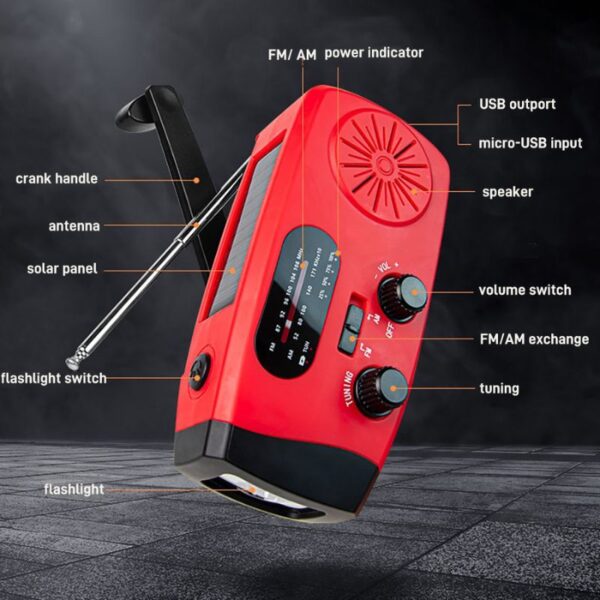 Solar Crank Radio | AM/FM/NOAA, Power Bank & LED Flashlight