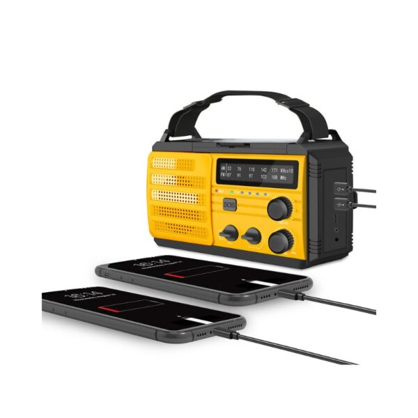 Emergency Radio Flashlight Hand Crank | 8000mAh Power Bank, NOAA, SOS Alarm