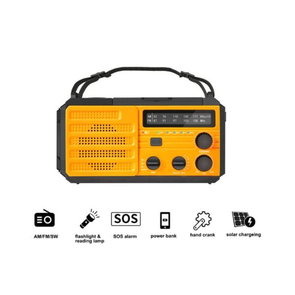 Emergency Radio Flashlight Hand Crank | 8000mAh Power Bank, NOAA, SOS Alarm