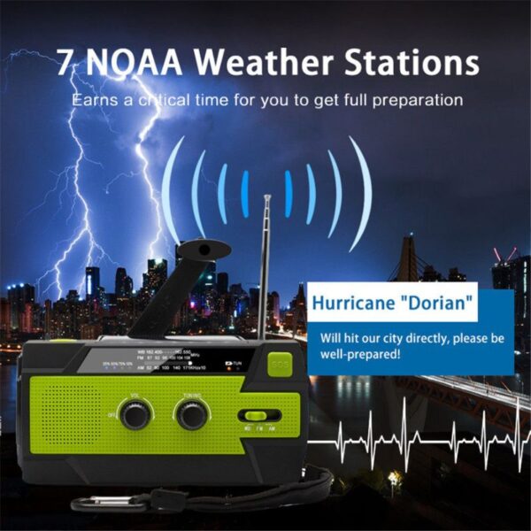 Hand Crank Emergency Light | 4000mAh Power Bank, NOAA Radio, SOS & Motion Sensor