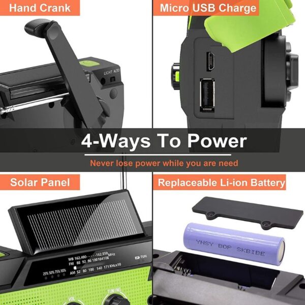 Hand Crank Emergency Light | 4000mAh Power Bank, NOAA Radio, SOS & Motion Sensor