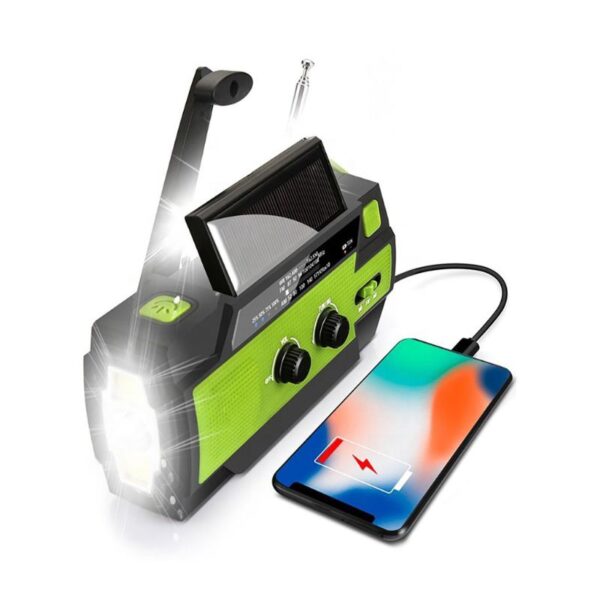 Hand Crank Emergency Light | 4000mAh Power Bank, NOAA Radio, SOS & Motion Sensor