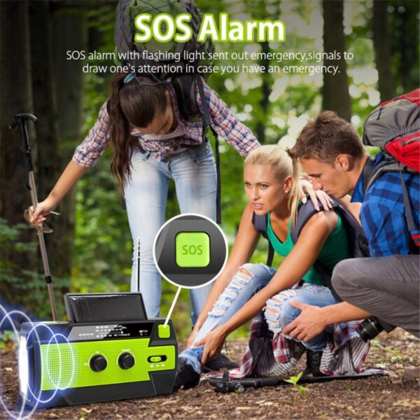 Hand Crank Emergency Light | 4000mAh Power Bank, NOAA Radio, SOS & Motion Sensor