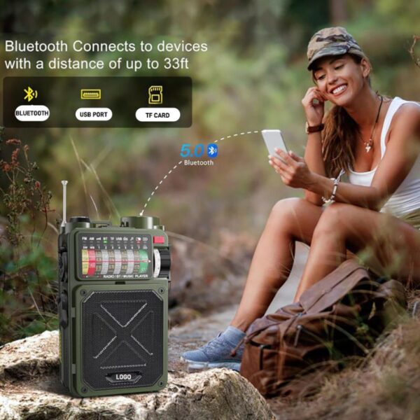 Multifunction Emergency Radio | 4000mAh Power Bank, Bluetooth, All-Band Radio, Compass & SOS