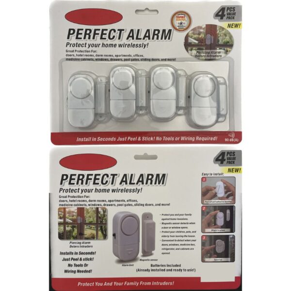 Wireless Alarm for Windows and Doors | 90dB Magnetic Sensor, Tool-Free Installation