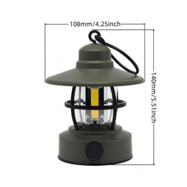 Retro Camping Lantern | 360° COB, Stepless Dimming, Type-C Rechargeable