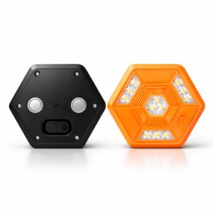 Front and rear views of the MF8101C showing its LED layout, Type-C port and dual magnets.