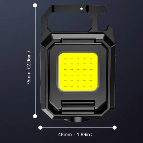 Dimension view of the compact WK1022 foldable COB work light.