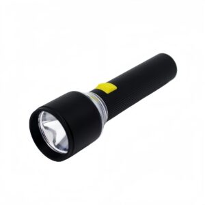 WK1029 rechargeable flashlight with white front LED and ring-shaped warm and red side light.