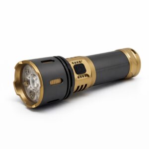 WK1037 1000 lumen rechargeable flashlight with dual-beam LED head and aluminum housing.