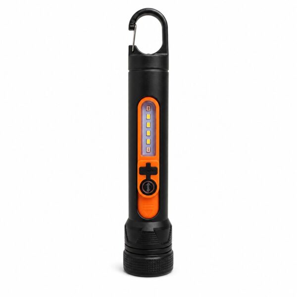 WK1039 3-in-1 rechargeable flashlight with side SMD light and integrated carabiner.