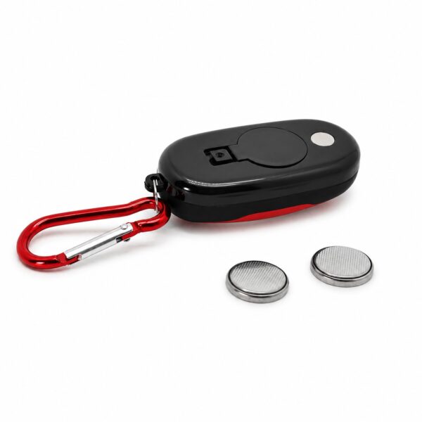 Rear view of the WK1040 keychain light showing the magnetic mounting area and coin cell battery compartment.