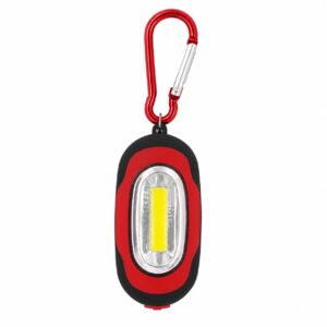 WK1040 promotional keychain flashlight with COB light and red aluminum carabiner.