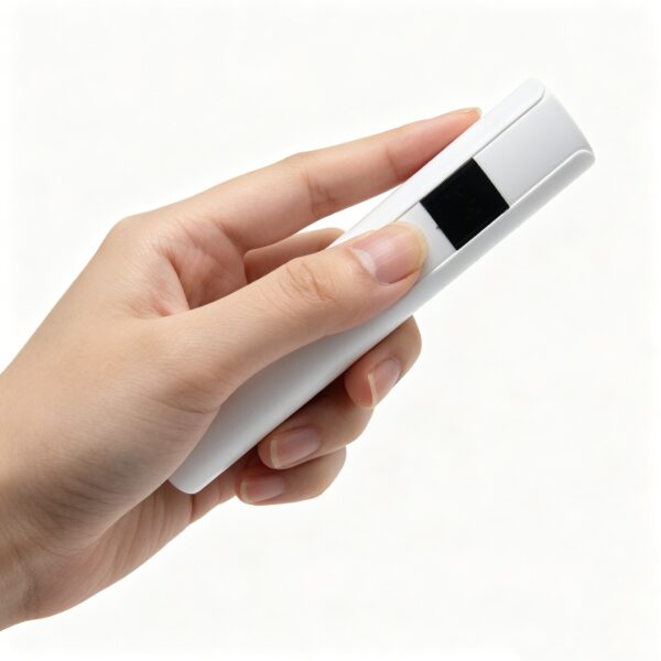 Hand operating the digital timer display on the WK1042 rechargeable nail lamp.