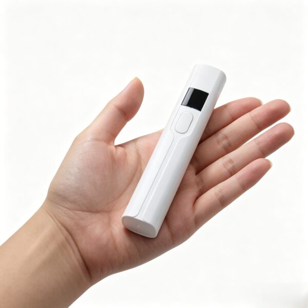 WK1042 portable nail lamp shown in a hand to demonstrate its compact 109 mm body.
