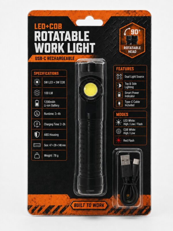 WK1046 rechargeable spot and flood flashlight - alternate retail packaging