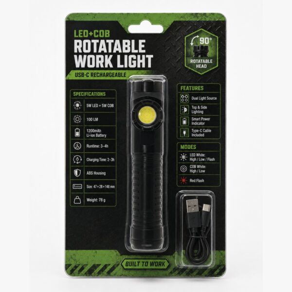 WK1046 rechargeable spot and flood flashlight - retail packaging front
